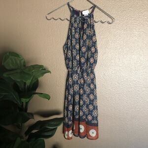 Sienna Sky Blue & Orange Floral Dress